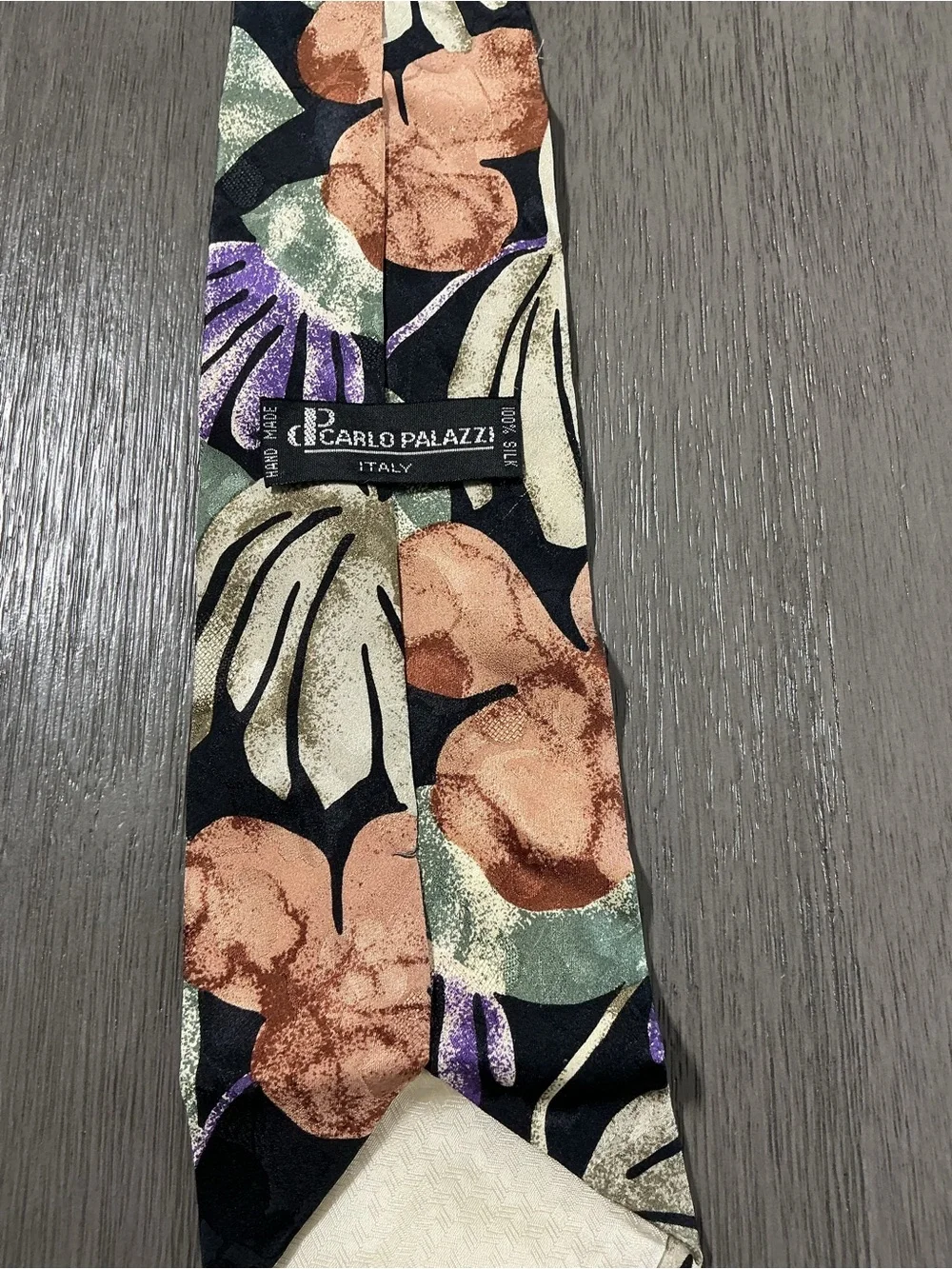 VTG Carlo Palazzi 100% Italian Silk Tie Abstract Floral Art Deco